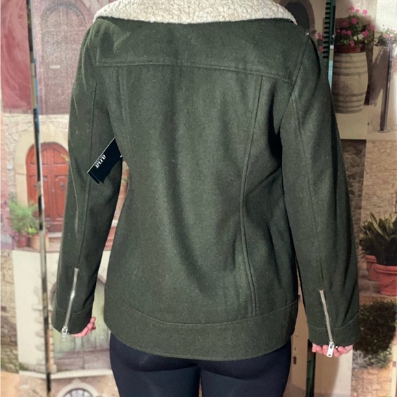 Ladies Wool Jacket Blend Army Green Small - Picture 4 of 11